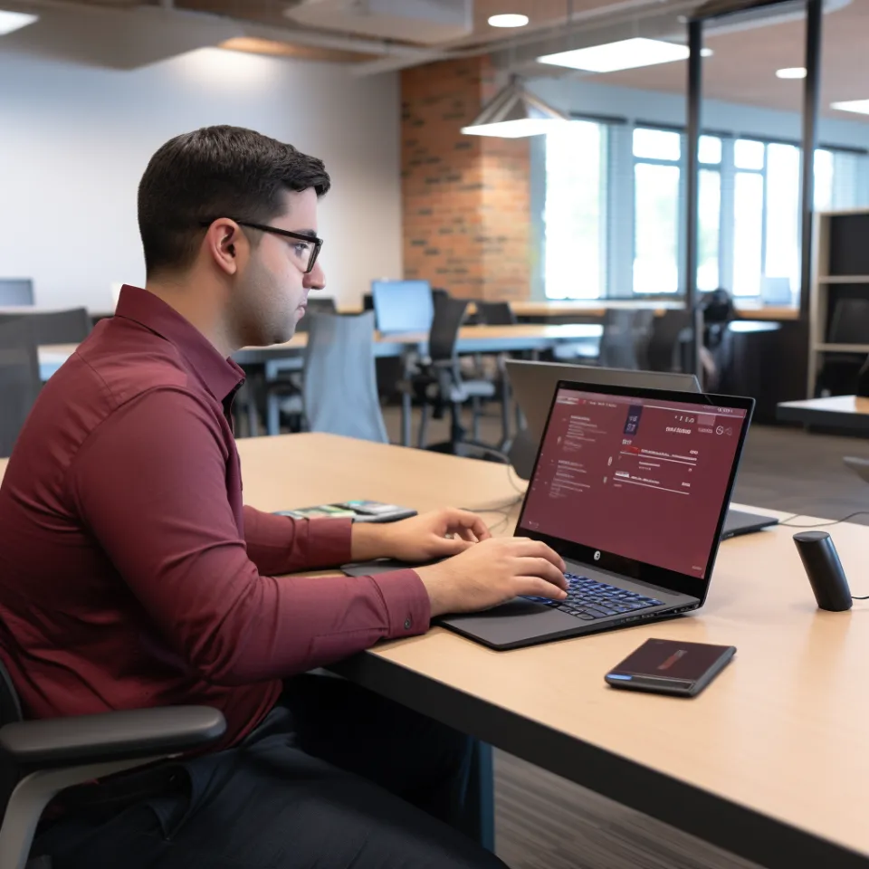 Equipe usando software fiscal